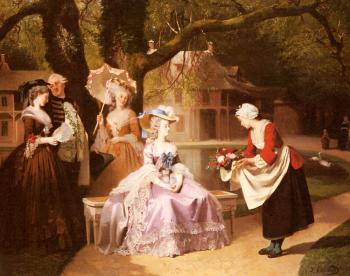 Joseph Caraud : Marie Antoinette and Louis XVI in the Garden of the Tuilerie